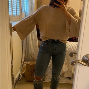 Sanctuary tan balloon sleeve top